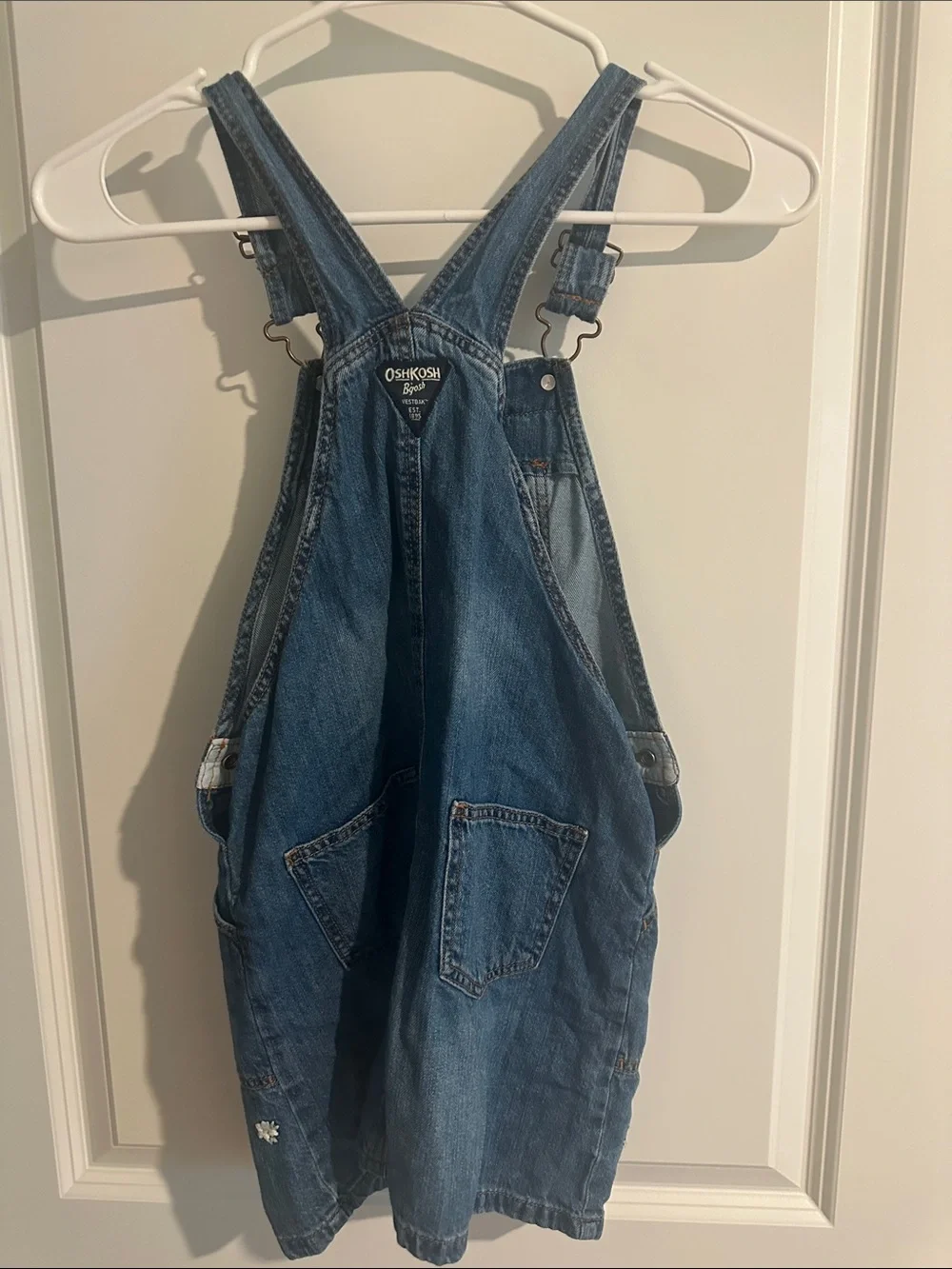 Oshkosh Girls' Blue Denim Dress with Floral Embroidery
